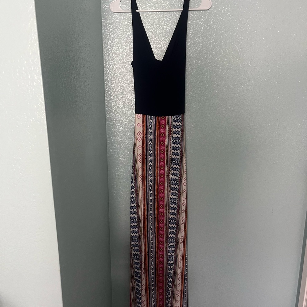 Black and Multicolor Maxi Dress